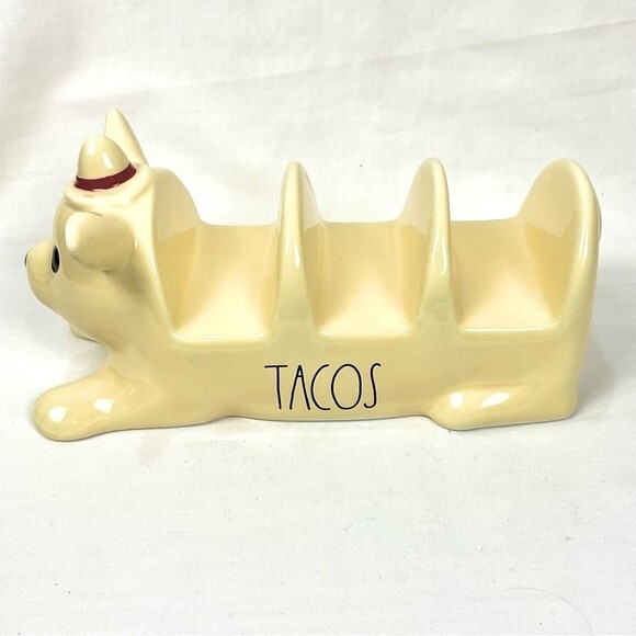 Rae Dunn Chihuahua Taco Holder Yellow Ceramic Dog Pup Puppy Taco Tuesday New - Picture 4 of 7